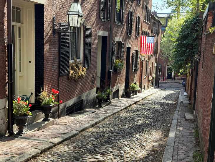 bostoni macskaköves utcakép